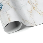 Koel Witte Turquoise Marmer Steen Goud Cadeaupapier (Rol Hoek)