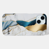 Koel Witte Turquoise Marmer Steen Goud Case-Mate iPhone Case (Achterkant (horizontaal))