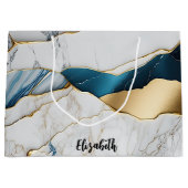 Koel Witte Turquoise Marmer Steen Goud Groot Cadeauzakje (Voorkant)