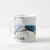 Koel Witte Turquoise Marmer Steen Goud Koffiemok (Voorkant links)