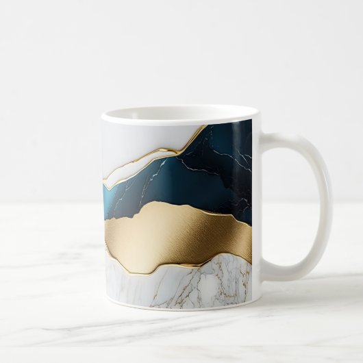 Koel Witte Turquoise Marmer Steen Goud Koffiemok (Rechts)