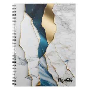 Koel Witte Turquoise Marmer Steen Goud Notitieboek