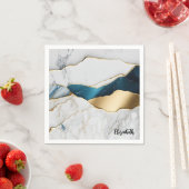 Koel Witte Turquoise Marmer Steen Goud Servet (Insitu)