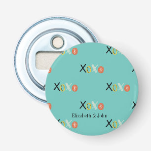Koel "XOXO" Hartjes Valentijnsdag Mint Groen Button Flesopener