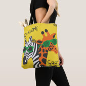 Koel zebra en giraffe met een gele bril tote bag (Dichtbij)