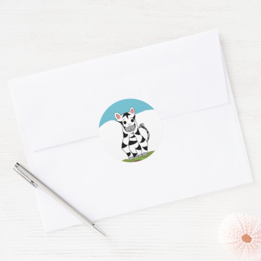 Koel Zebra Ronde Sticker (Envelop)