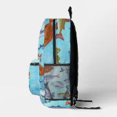 Koel zee leven vis oceaan patroon Blauw waterverf Bedrukte Rugzak (Rechts)