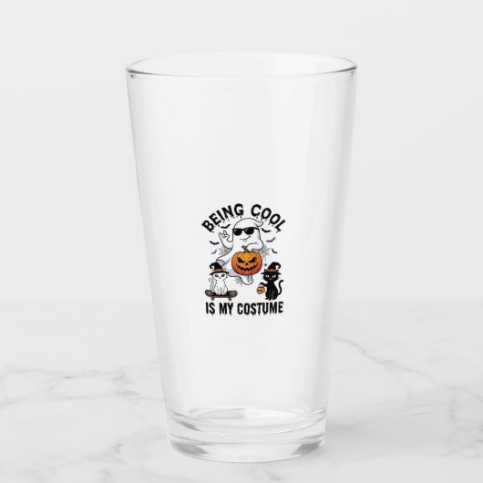 Koel zijn is kostuum Halloween Geest Pompoen Kat_ Glas (Voorkant)