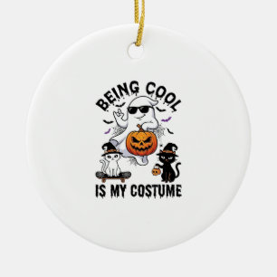 Koel zijn is kostuum Halloween Geest Pompoen Kat_ Keramisch Ornament