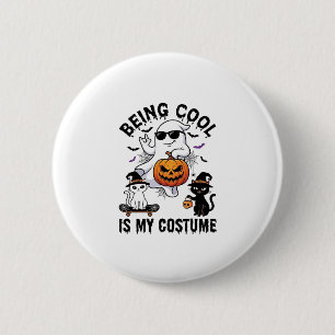 Koel zijn is kostuum Halloween Geest Pompoen Kat_ Ronde Button 5,7 Cm