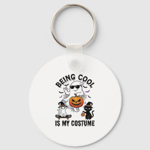Koel zijn is kostuum Halloween Geest Pompoen Kat_ Sleutelhanger