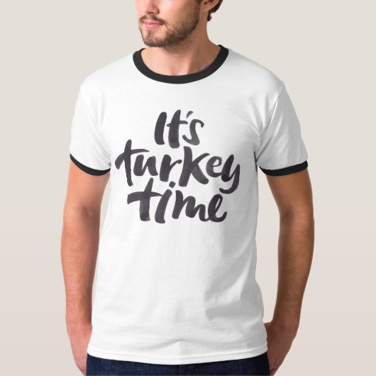 Koel zijn Turkije Time Thanksgiving Lettering T-shirt (Voorkant)