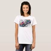 Koel Zilver ABSTRACTE KUNST Modeprint T-shirt (Voorkant volledig)