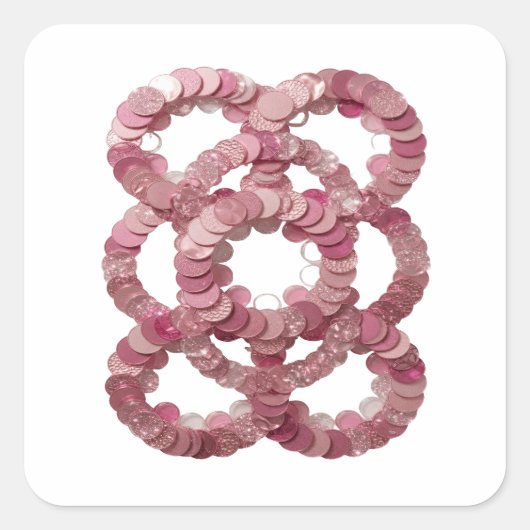 Koel zilver ROZE LOvertjes Vierkante Sticker (Voorkant)