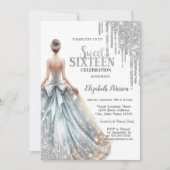 Koel zilveren glinsterende druppels, meisjesjurk S Kaart (Voorkant)