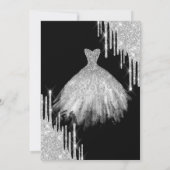 Koel zilveren glitter druppels, jurk zwart Sweet 1 Kaart (Achterkant)