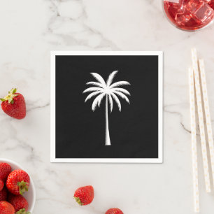 Koel Zomer Vakantie Zonsondergang Strand Palmboom Servet