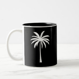 Koel zomer vakantie zonsondergang strand palmboom tweekleurige koffiemok