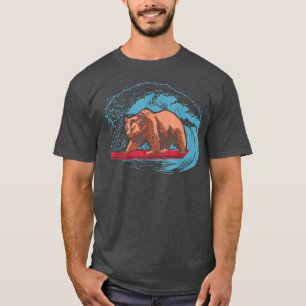Koel zomerontwerp met een grizzly beer surfin t-shirt