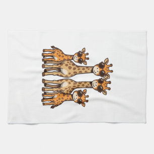 Koel Zonnebril Familie Giraffe Vintage Gravering T Theedoek