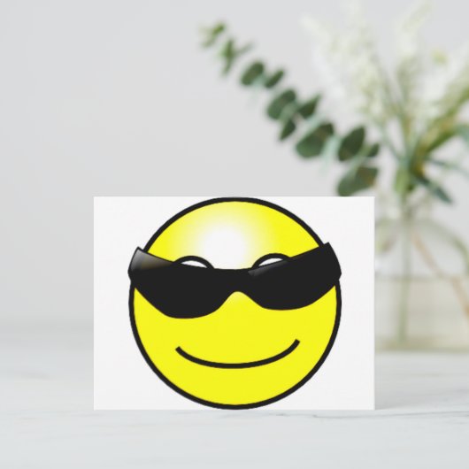 Koel zonnebril Geel gezicht Briefkaart (Staand voorkant)