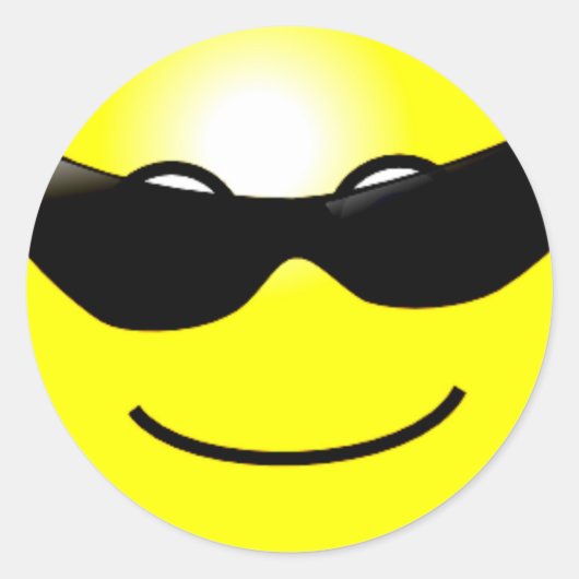 Koel zonnebril Geel gezicht Ronde Sticker (Voorkant)