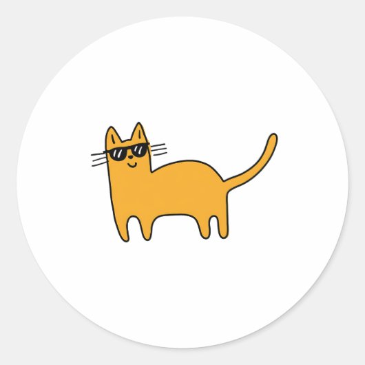 Koel Zonnebril Kat Ronde Sticker (Voorkant)