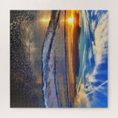 Koel zonsondergang op de strand legpuzzel (Horizontaal)