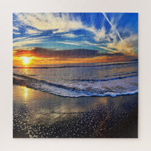 Koel Zonsondergang Op Het Strand Legpuzzel