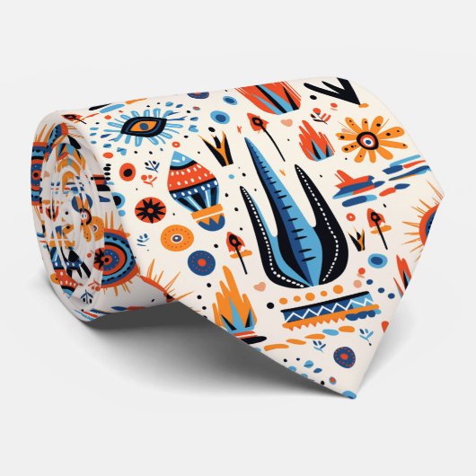 Koel zuidwestelijk Boho tegelpatroon Stropdas (Opgerold)