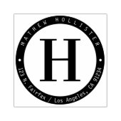 Koel zwart cirkel monogram retouradres rubberstempel (Afrduk)