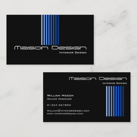 Koel zwart en blauw modern - Visitekaartje (Voorkant / Achterkant)