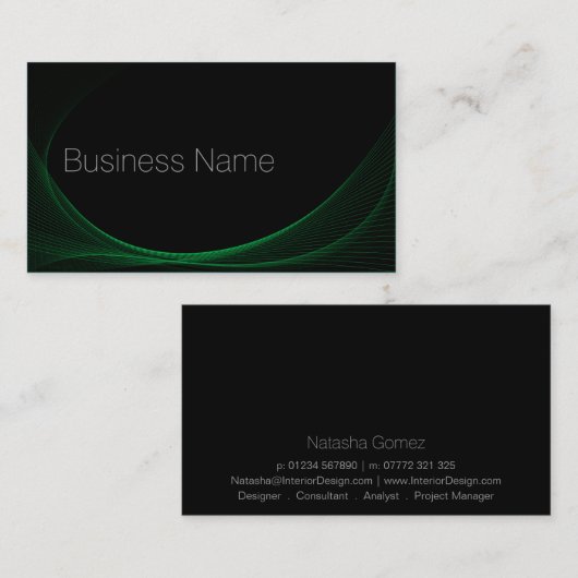 Koel zwart en licht groen breedbeeld - Visitekaart Visitekaartje (Voorkant / Achterkant)