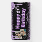 Koel zwart en Paars glitter elke 21e verjaardag Spandoek (Verticaal)