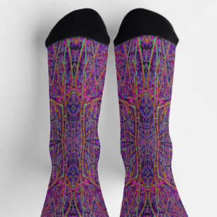 Koel zwart en roze abstract takpatroon sokken