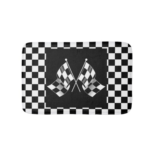 Koel zwart en wit gecheckt vlagpatroon badmat (Voorkant)
