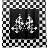 Koel zwart en wit gecheckt vlagpatroon douchegordijn (Voorkant)