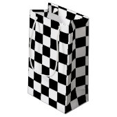 Koel zwart en wit gecheckt vlagpatroon klein cadeauzakje (Achterkant Gekanteld)
