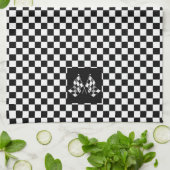 Koel zwart en wit gecheckt vlagpatroon theedoek (Gevouwen)