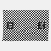 Koel zwart en wit gecheckt vlagpatroon theedoek (Horizontaal)