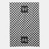 Koel zwart en wit gecheckt vlagpatroon theedoek (Verticaal)