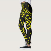 Koel Zwart Geel Abstract Dierenprint Patroon Leggings (Links)