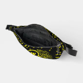 Koel zwart geel tijger wild dier print monogram heuptasje (Open)