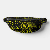 Koel zwart geel tijger wild dier print monogram heuptasje (Liggend)