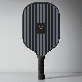 Koel zwart gestreept modern gouden initiaal monogr pickleball paddle