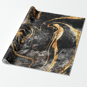Koel zwart goud marmer textuur cadeaupapier