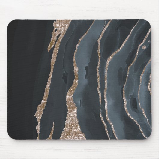 Koel zwart goud marmer textuur muismat (Voorkant)