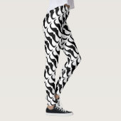 Koel zwart handlebar snor patroon op wit leggings (Rechts)