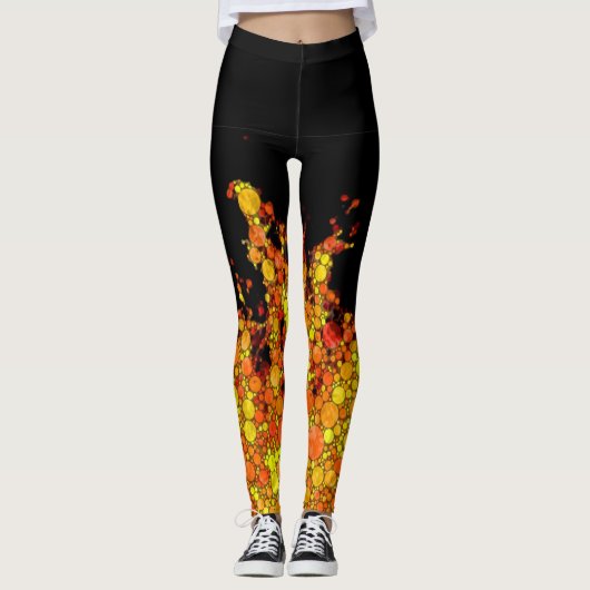 Koel zwart vuur vlammen leggings (Voorkant)
