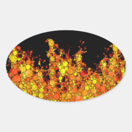 Koel zwart vuur vlammen ovale sticker